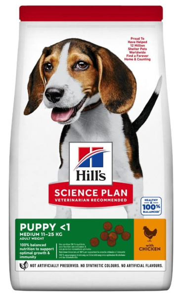 Каталог Сухой корм для щенков средних пород Hill's Science Plan Puppy Medium (курица) для собак