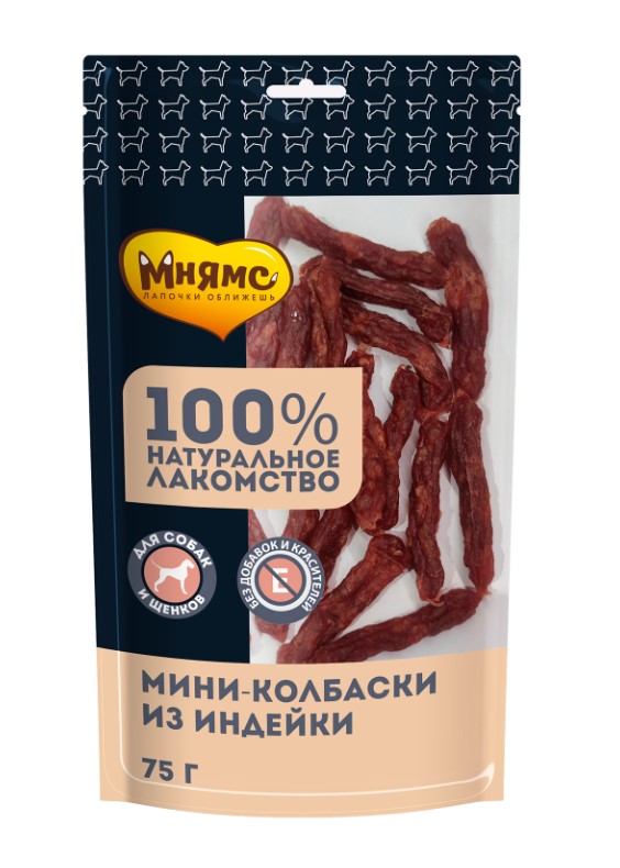 Лакомство Мнямс для собак Мини-колбаски из индейки