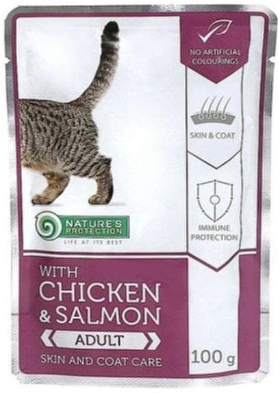 Влажная еда для кошек Nature's Protection Skin & Coat Care здоровье кожи и шерсти (курица, лосось)