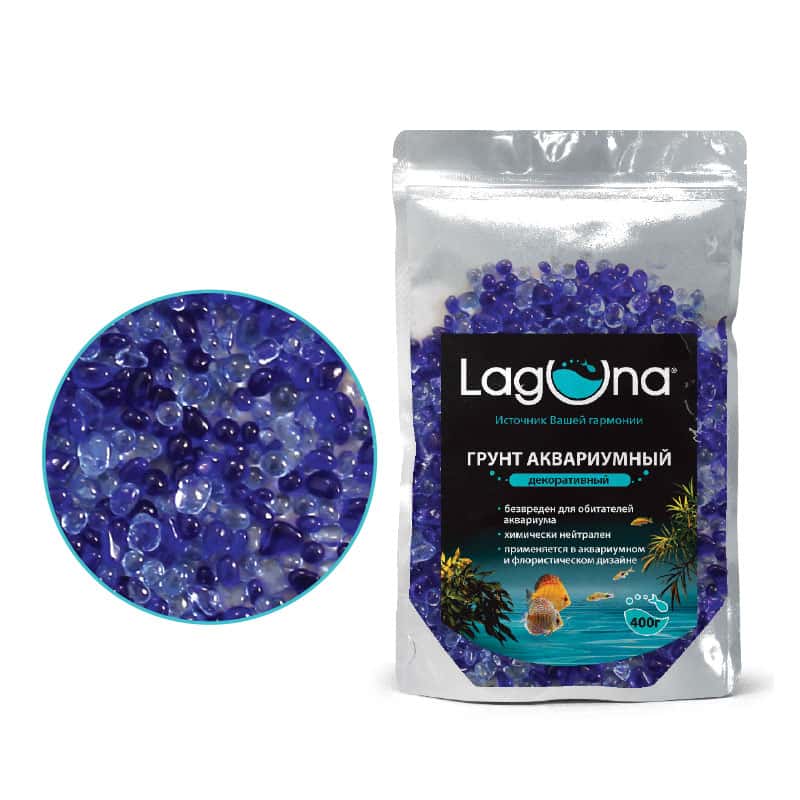 Грунт для аквариума акриловый Laguna 400 г синий/голубой (73904018)