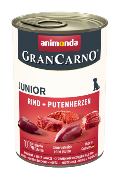 Сбалансированный влажный корм для щенков Консервы для щенков Animonda Gran Carno Junior (говядина, сердце индейки)