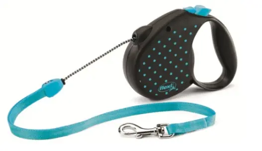 Поводок-рулетка Flexi Color Dots голубой (трос)