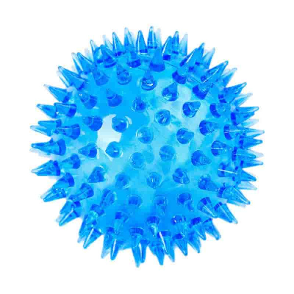 Игрушка для собак "Мяч игольчатый светящийся" твердый/резина