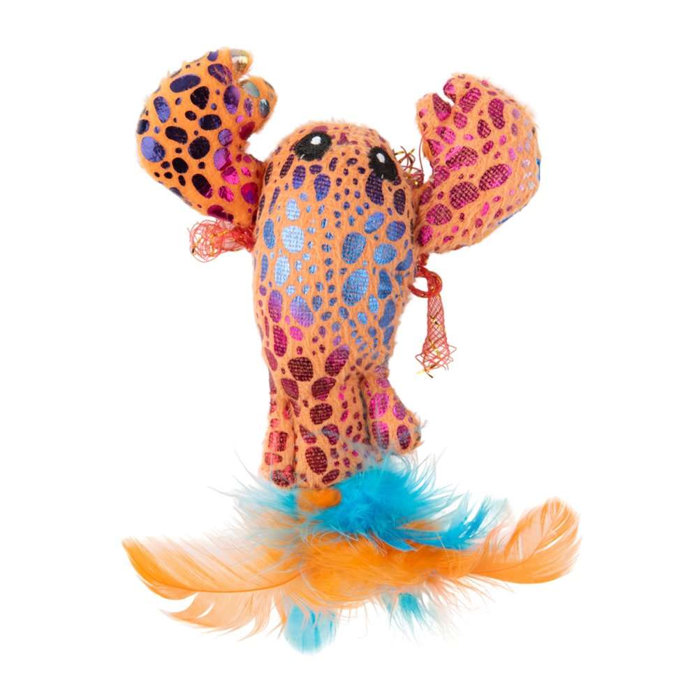 Игрушка Mr.Kranch для кошек Лобстер плюшевая с кошачьей мятой и перышками 9 см голубая