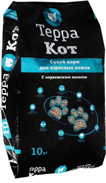 Полноценный корм для кошек Терра Кот (норвежский лосось)