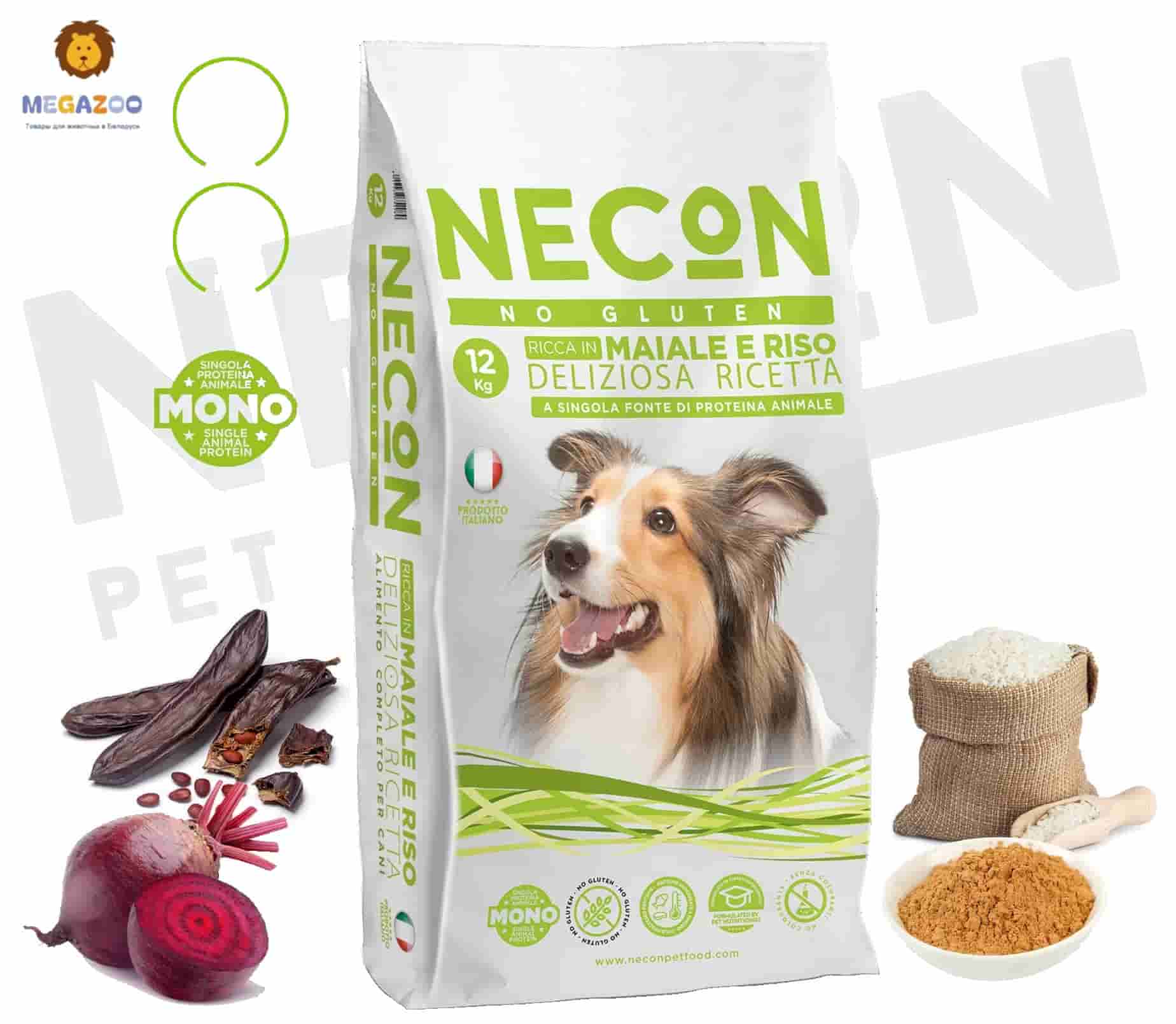 Каталог Сухой корм для собак Necon Delicious Adult (свинина, рис) для собак