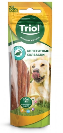 TRIOL Аппетитные колбаски из кролика для собак 40 гр (10171036)