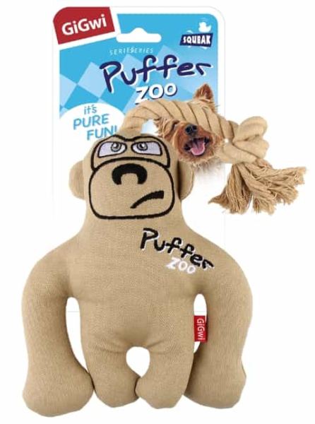 Игрушка для собак "GiGwi" PUFFER ZOO "Обезьяна с пищалкой" 31 см (75501)