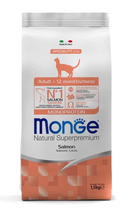 Сухой корм для кошек Monge Cat Monoprotein Adult (лосось)