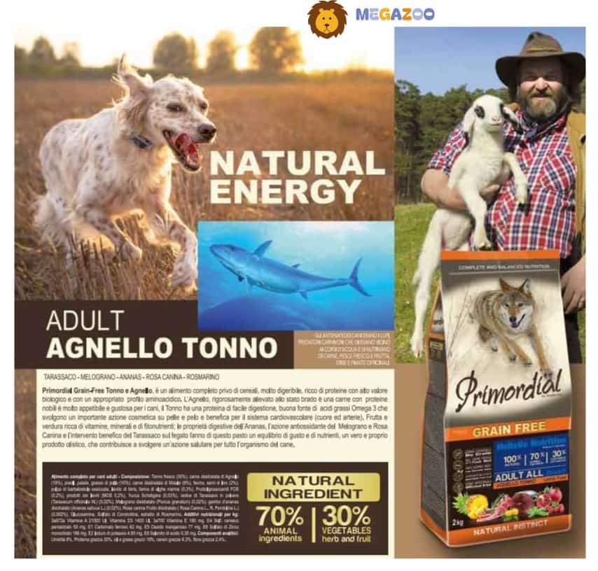 Питание для собак Primordial Dog Adult (тунец, ягненок)