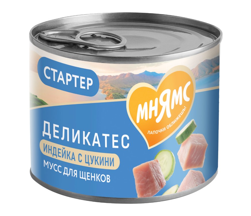 Влажный корм Мнямс Паштет индейка, цукини для щенков до 4 месяцев "Мусс по-французски" STARTER