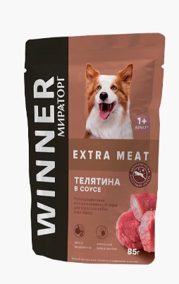 Консервированный корм Winner Extra Meat "Телятина в соусе" 