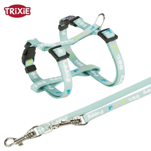 Шлея с поводком для щенков TRIXIE Junior (мятный)