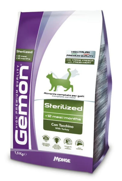 Сухой корм для кошек Gemon Cat Sterilised (индейка)