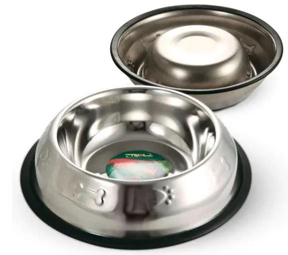 Миска металлическая на резинке с тиснением TRIOL