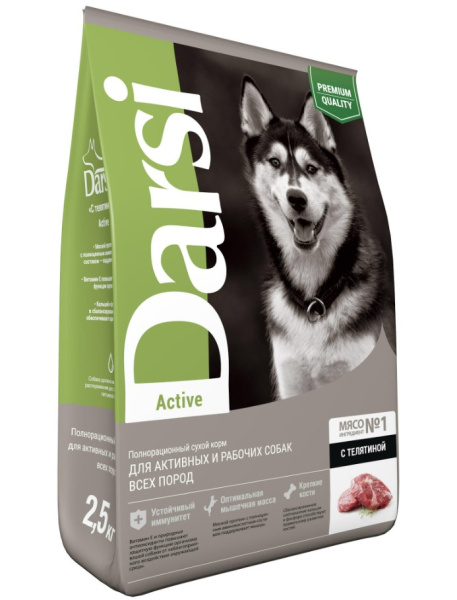 Каталог Сухой корм для собак ДАРСИ Active (телятина) для собак