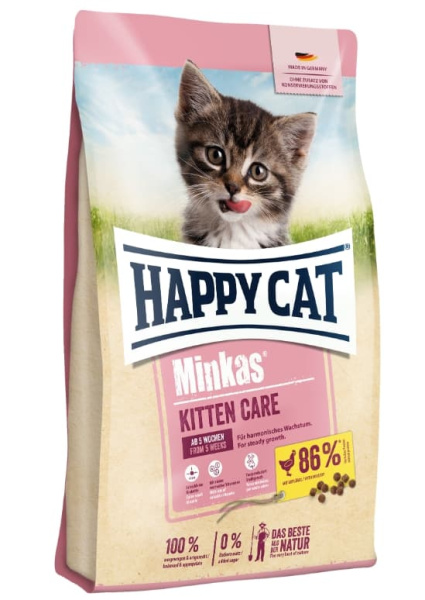 Сухой корм для котят Happy Cat Minkas Kitten (домашняя птица) полнорационный сухой корм для котят
