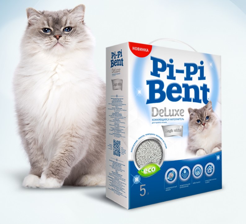 Наполнитель бентонитовый Pi-Pi-Bent Deluxe Magic White (без запаха) 5л.