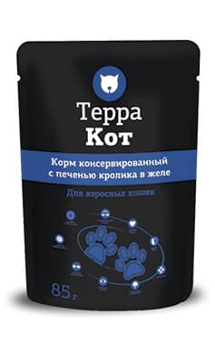 Пресервы Корм для взрослых кошек Терра Кот с печенью кролика в желе