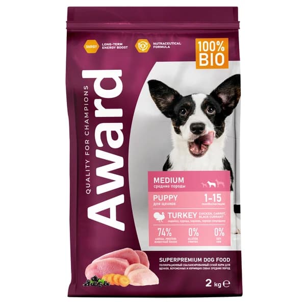 Еда для щенков средних пород Award Puppy Medium (индейка, курица)
