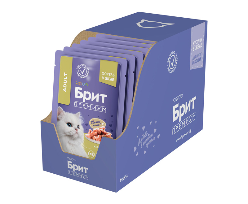 Пища для кошек Brit Premium Cat (Форель в желе) 85 г