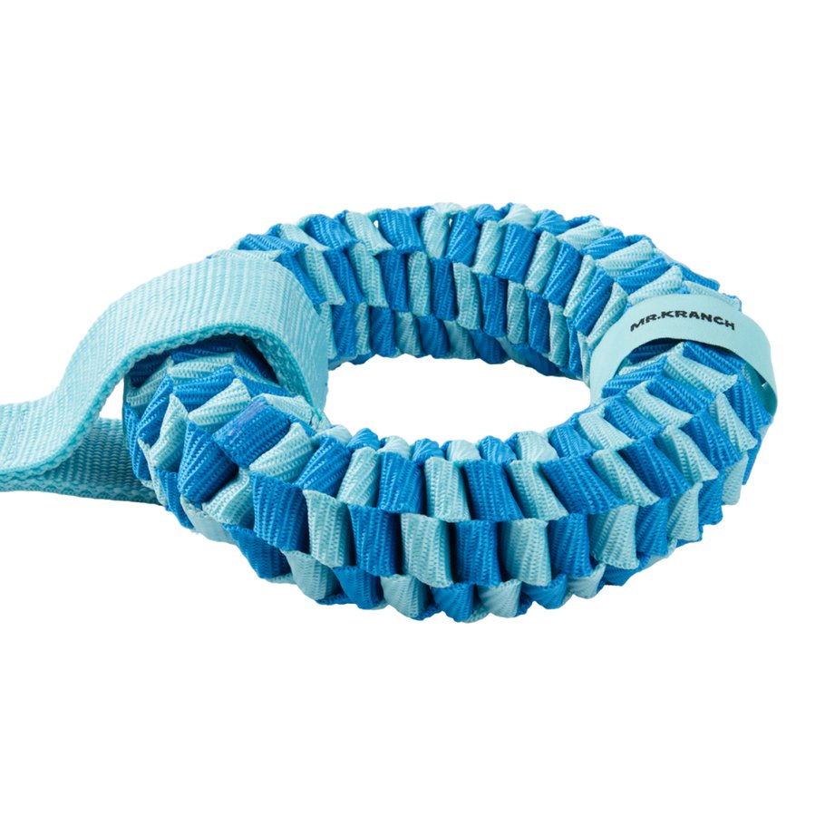 Mr.Kranch Игрушка-перетяжка для собак Плетеное кольцо-спираль двойное на ленте диам 12 см, голубая