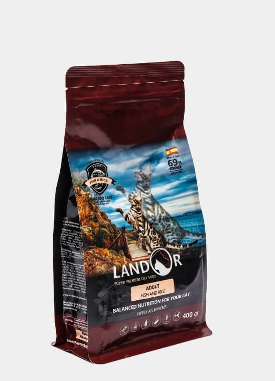 Сухой корм для кошек LANDOR Adult Cat (рыба, рис)