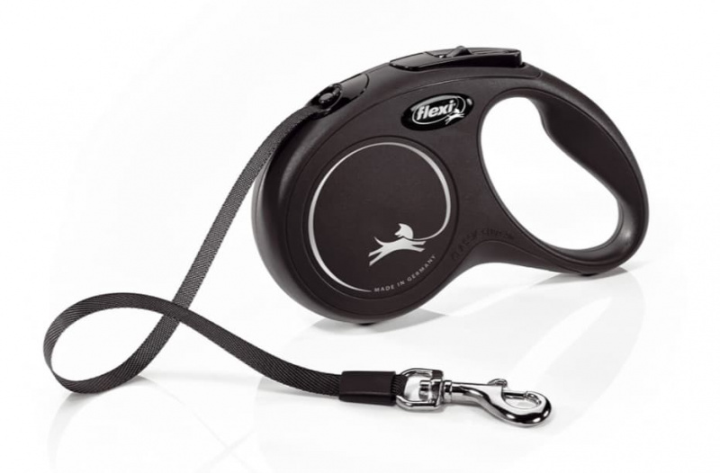 Поводок-рулетка Flexi NEW CLASSIC черный (лента)