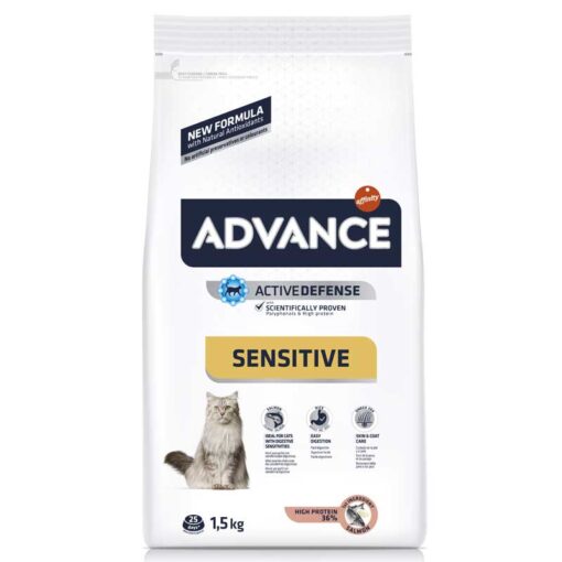Еда для кошек Сухой корм для кошек Advance Cat Adult Sensitive (лосось и рис)