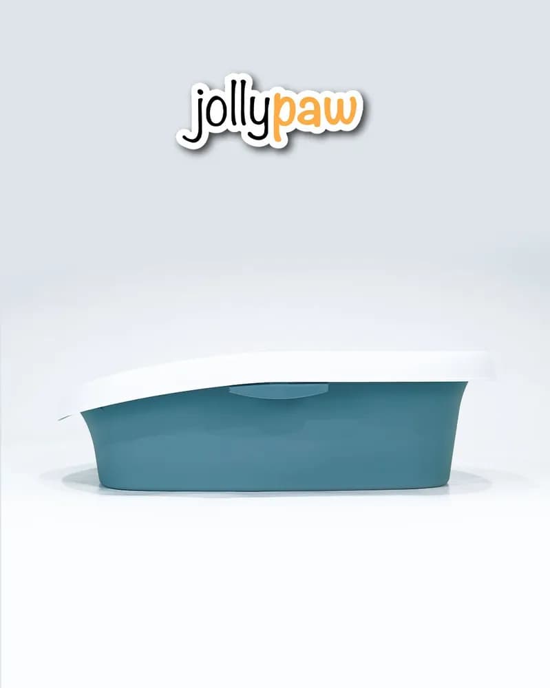 Туалет для кошек с высоким бортиком Jollypaw (серо-голубой)