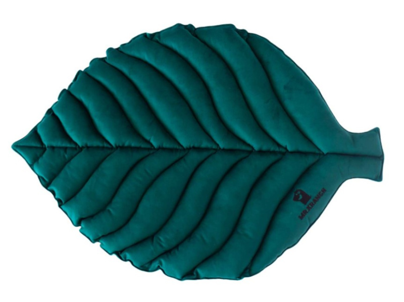 Лежанка Mr.Kranch для собак Листочек двусторонняя с имитацией кожи (зеленая)