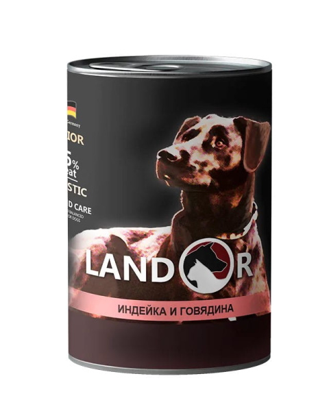 Консервы для собак LANDOR Puppy All Breed (индейка, говядина)