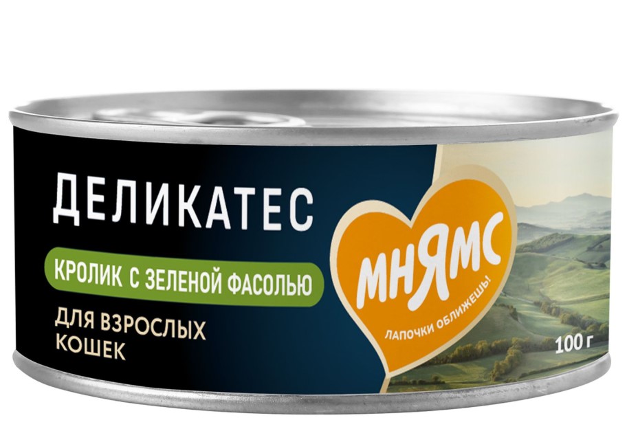 Влажный корм Мнямс Кролик с зеленой фасолью для кошек "Паштет по-мальтийски"