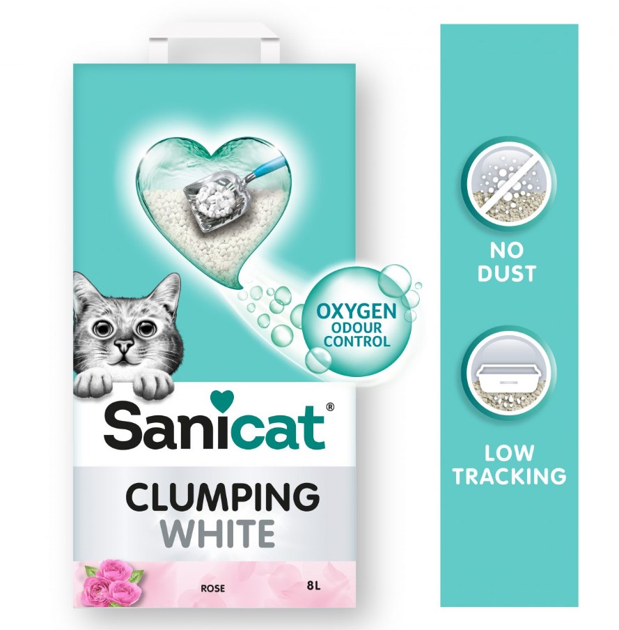Наполнитель для лотка кота бентонитовый Sanicat Clumping White Rose (аромат розы)