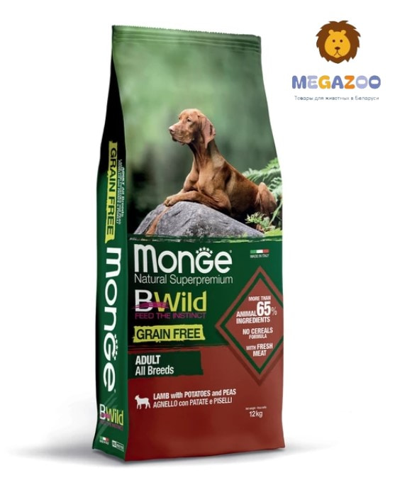 Питание для собак Monge Dog BWild GF Adult All Breeds (ягненок, картофель, горох)