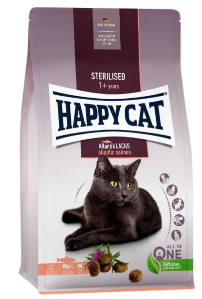 Сухой корм для кошек Happy Cat Sterilised AtlantikLachs (атлантический лосось) корм сухой полнорационный для кастрированного кота 