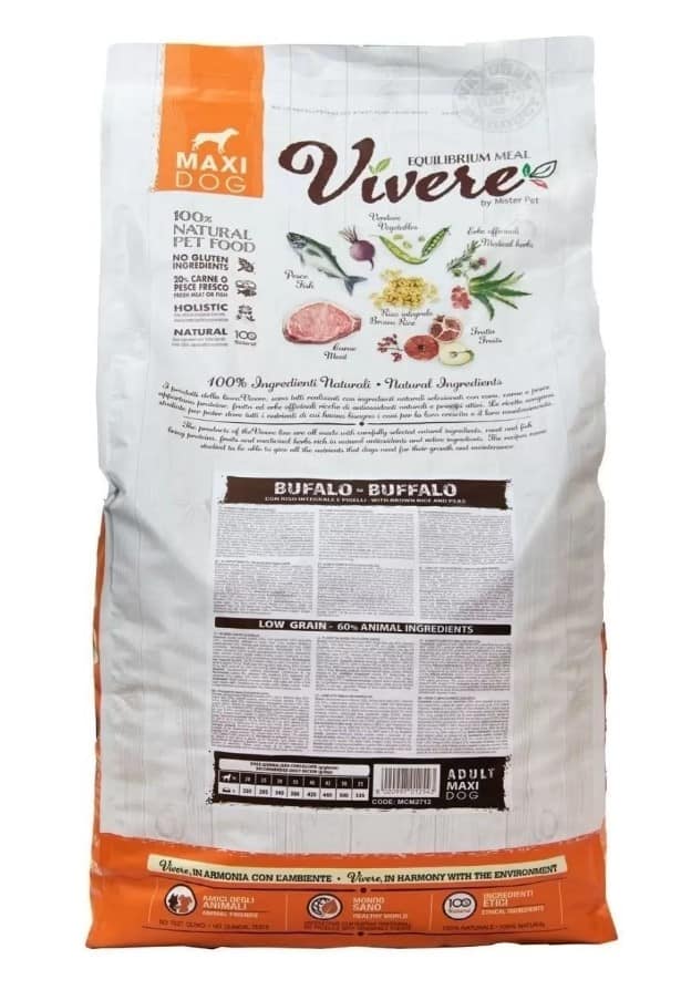 Каталог Еда для собак крупных пород Vivere Dog Adult Maxi (буйвол) 