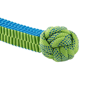 Mr.Kranch Игрушка для собак Плетеный жгут с мячом 13 см, зеленая