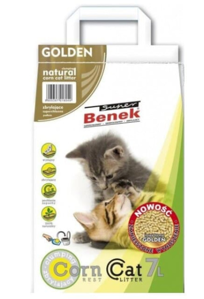 Кукурузный наполнитель Super Benek Corn Cat Golden 7 л для кошек