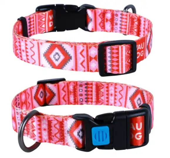 Ошейник с рисунком "Этно красный" Nylon WAUDOG