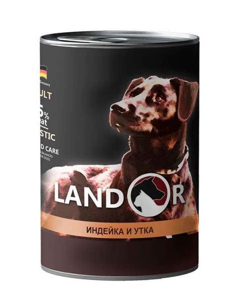 Консервы для собак LANDOR Adult All Breed (индейка, утка)
