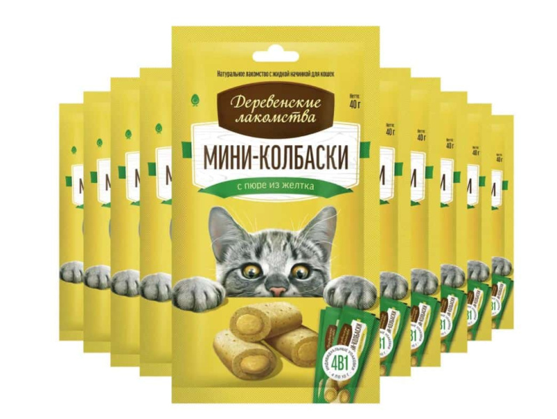 Мини-колбаски для кошек с пюре из желтка "Деревенские лакомства" 4х10 г (72504130)