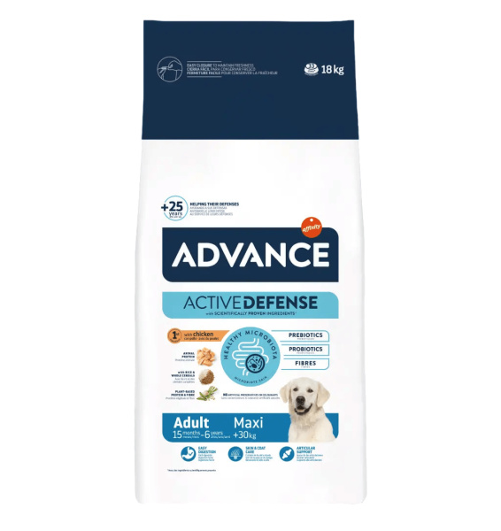 Еда для больших собак Сухой корм для собак крупных пород Advance Dog Adult Maxi (курица, рис)