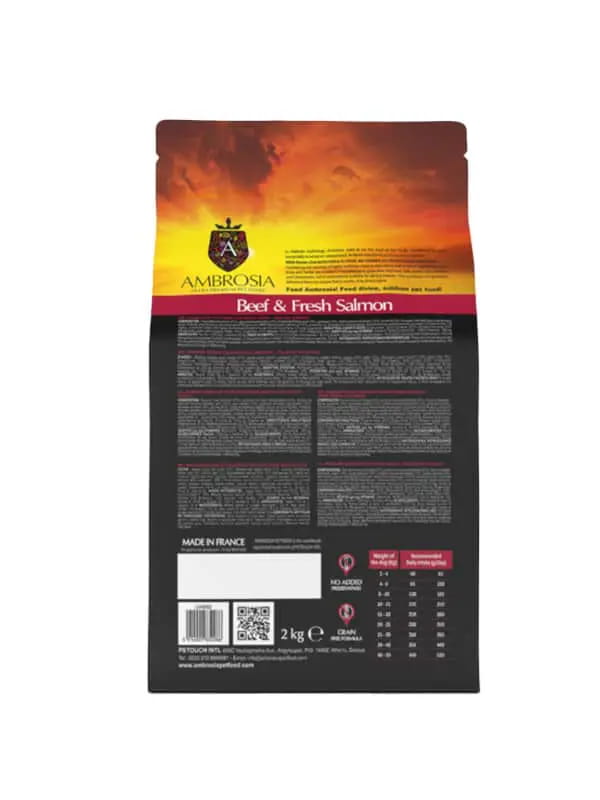 Еда для собак Сухой корм для собак Ambrosia Grain Free Dog Adult All Breed (говядина, лосось)