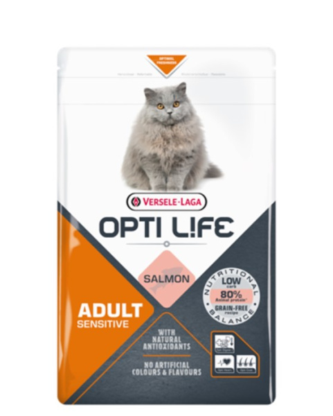 Сухой корм для кошек Opti Life Cat Adult Sensitive (лосось)