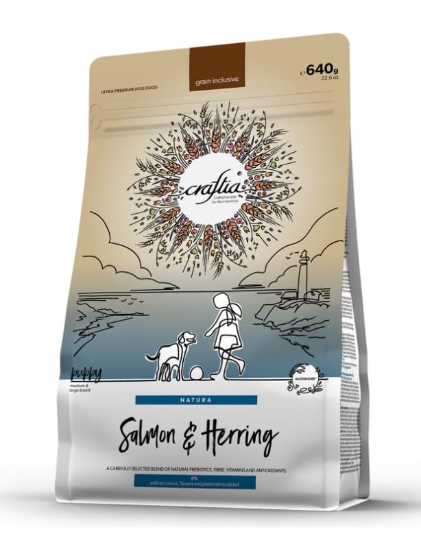 Щенячий корм CRAFTIA NATURA Puppy Medium&Large (лосось, сельдь)