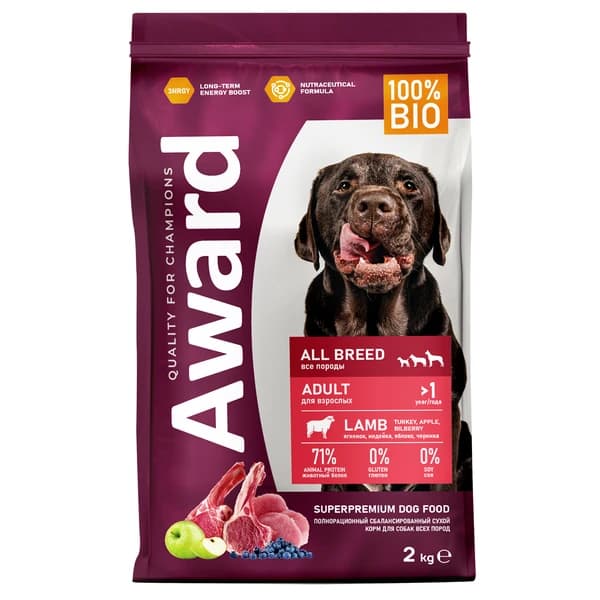 Рацион для собак Award Adult Dog (ягненок, индейка)