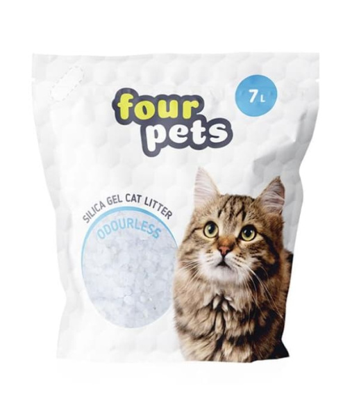 Силикагелевый наполнитель Four pets для кошек 
