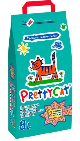 Наполнитель PrettyCat впитывающий глиняный "Premium" с део-кристаллами