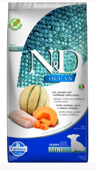 Питание для собак Сухой корм для собак Farmina N&D Ocean Dog Puppy Mini (тыква,треска,дыня)